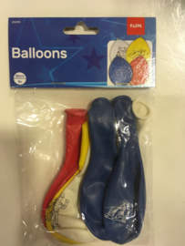 Ballonnen 8 stuk 30 cm Max  team rood wit blauw geel