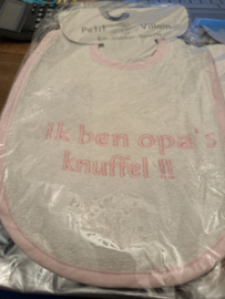 slab. Ik ben opa's knuffel roze/wit