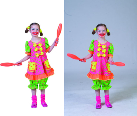 Clown Fluo girl maat 152