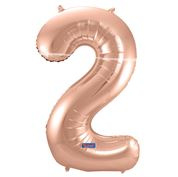 Folie ballon Cijffer 2  Rose Gold 34"  plus minus 102 cm wordt geleverd met helium  kan alleen bezorgd worden in Berkel en Rodenrijs, Bergschenhoek, Bleiswijk, pijnacker  of in de winkel afgehaald worden