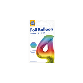 Folie Cijffer Ballon 4    40 cm Gekleurd zonder helium