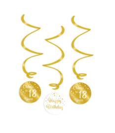 Slinger 3 swirl decoration 18 jaar goud wit