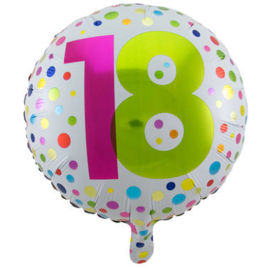 Folie ballon 18 jaar 18 inch wordt geleverd met  helium kan alleen geleverd worden in Berkel en Rodenrijs Bergschenhoek Bleiswijk en Pijnacker of kunnen afgehaald wordt in de winkel