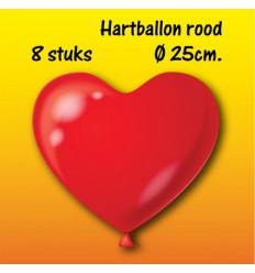 Hartballon Rood 25 cm 8 stuks