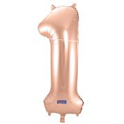 Folie Ballon Cijffer 1  Rose Gold 34" wordt geleverd zonder helium