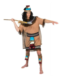 Aztec man tunic with cape belt headpiece leg pieces maat 48/50