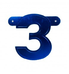 Banner cijfer 3 Blauw 1 pcs