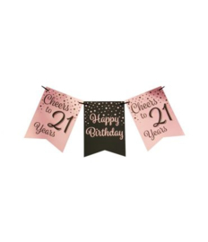 Party Flagbanner Rose Black 21 jaar