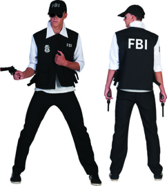 FBI Agent Man Shirt with vest pants cap maat 44/46