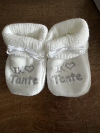 slofjes  Ik hartje Tante wit (0 tot 3 maanden)