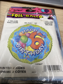 Folie ballon nummer 6  45 cm wordt geleverd zonder helium