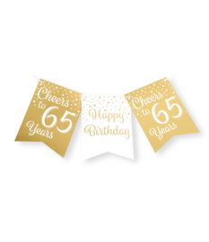 Party Flagbanner Gold White 65 jaar 6 meter