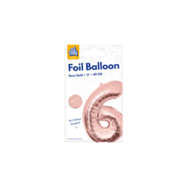 Folie Cijffer Ballon 6   40 cm Rosé zonder helium