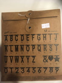 Letter banner alfabet en cijffers Zwart en symbolen