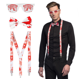 Accessoireset Bloody Accessoireset Bloody (partybril, vlinderstrik en bretels