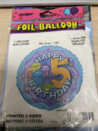 Folie ballon nummer 5  45 cm wordt geleverd zonder helium