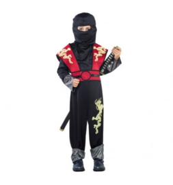 Ninja Dragon Maat 7-9 Jaar Jumpsuit , hood,amour with belt.