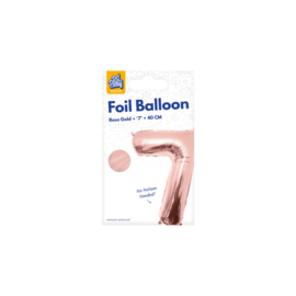 Folie Cijffer Ballon 7  40 cm Rosé zonder helium