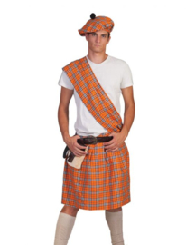 Highlander Orange Kilt, Sash, halt,belt with purse size in one