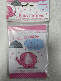 8 Invitations baby shower rose