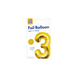 Folie Cijffer Ballon 3 "36" cm Goud zonder helium