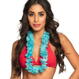 Hawaïkrans Ohana turqouise Hawaïkrans Ohana turqouise Een zomerse festival outfit, een hula outfit voor carnaval of een zonnige look voor een strandfeest is pas echt compleet met deze mooie Hawaiiaanse bloemenkrans in een frisse witte kleur.