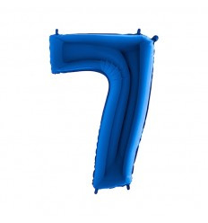 Folie ballon Blauw Cijfer 7 plus minus 102 cm  wordt geleverd met helium kan alleen bezorgd worden in Berkel en Rodenrijs, Bergschenhoek, Bleiswijk en pijnacker  of in de winkel afgehaald worden