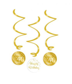 Swirl Decorations 3 stuks Gold White 40 jaar