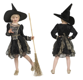 Spiderweb Witch Dress, Hat. maat 128