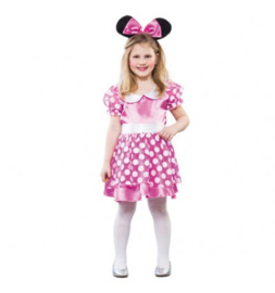 Pink mouse Girl dress,headpiece,belt maar 4/6  jaar
