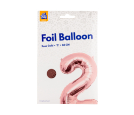 Folie ballon Cijffer 2  Rose Gold  plus minus 86 cm wordt geleverd met helium  kan alleen bezorgd worden in Berkel en Rodenrijs, Bergschenhoek, Bleiswijk, pijnacker  of in de winkel afgehaald worden