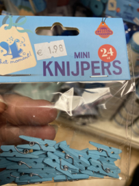 Mini knijpers blauw 24 stuks