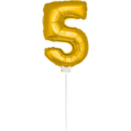 Folie Cijffer Ballon 5 "36" cm Goud zonder helium
