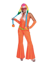 Jumpsuit Neon Orange woman jumpsuit arm pieces maat 36/38