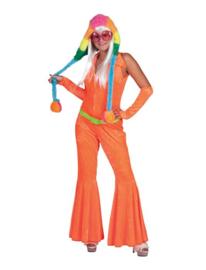 Jumpsuit Neon Orange woman jumpsuit arm pieces maat 32/34