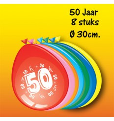 Ballonnen 50 jaar  30 cm 8 stuks