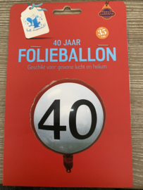 Folieballon 40 jaar verkeer 35 cm wordt geleverd met helium af te halen in de winkel of bezorgd berkel en rodenrijs bergschenhoek bleiswijk pijnacker