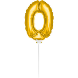 Folie Cijffer Ballon 0 "36" cm Goud zonder helium