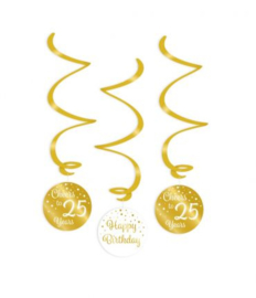 Swirl Decorations 3 stuks Gold White 25 jaar