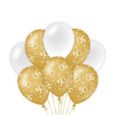 30 jaar Ballonnen 8 stuks gold White