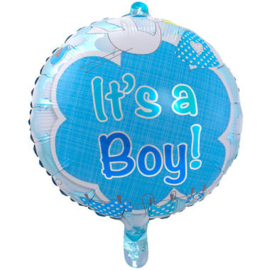 Folie ballon It's a Boy gevuld met helium kan alleen in Berkel en Rodenrijs , Bergschenhoek Bleiswijk of Pijnacker geleverd worden of bij de winkel opgehaald worden