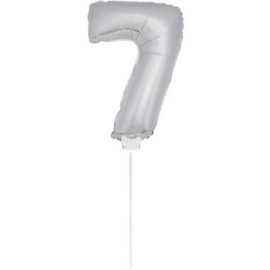 Folie Cijffer Ballon 7 "36" cm Zilver zonder helium