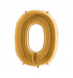 Folie ballon Goud Cijfer 0 plus minus 102 cm wordt met helium geleverd kan alleen bezorgd worden in Berkel en Rodenrijs, Bergschenhoek, Bleiswijk, pijnacker  of in de winkel afgehaald worden