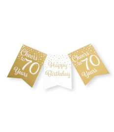 Party Flagbanner Gold White 70 jaar 6 meter