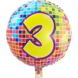 Folie ballon 3 jaar plus minus 45 cm wordt met helium geleverd kan alleen bezorgd worden in Berkel en Rodenrijs, Bergschenhoek, Bleiswijk, pijnacker  of in de winkel afgehaald worden