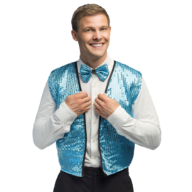 Set Spangles Lichtblauw glitter gillet en strik