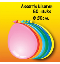 Assorti Gekleurde ballonnen 30 cm 50 stuks
