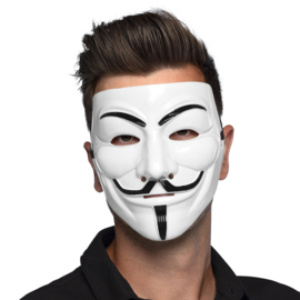 Gezichtsmasker Protest Niemand zal je herkennen met dit stoere anonymous masker, dus vier onherkenbaar feest tijdens carnaval of jaag iedereen de stuipen op het lijf tijdens Halloween. Dit masker maakt jouw partyoutfit helemaal af.