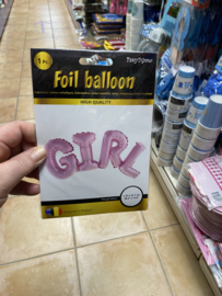 Folie ballon Girl Roze zelf te vullen