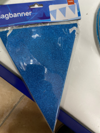 Vlaggenlijn glitter  blauw